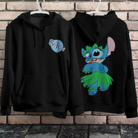 Stitch Hoodie Streetwear Fashion Black Hooded Pullover Personality Sweatshirt