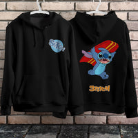 Stitch Hoodie Streetwear Fashion Black Hooded Pullover Personality Sweatshirt