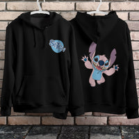 Stitch Hoodie Streetwear Fashion Black Hooded Pullover Personality Sweatshirt