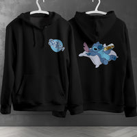 Stitch Hoodie Streetwear Fashion Black Hooded Pullover Personality Sweatshirt