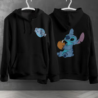 Stitch Hoodie Streetwear Fashion Black Hooded Pullover Personality Sweatshirt