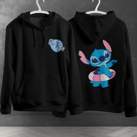 Stitch Hoodie Streetwear Fashion Black Hooded Pullover Personality Sweatshirt