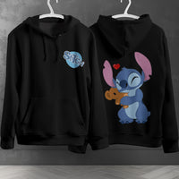 Stitch Hoodie Streetwear Fashion Black Hooded Pullover Personality Sweatshirt