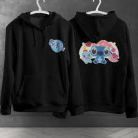 Stitch Hoodie Streetwear Fashion Black Hooded Pullover Personality Sweatshirt