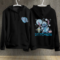 Stitch Hoodie Streetwear Fashion Black Hooded Pullover Personality Sweatshirt