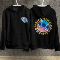 Stitch Hoodie Streetwear Fashion Black Hooded Pullover Personality Sweatshirt