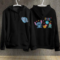 Stitch Hoodie Streetwear Fashion Black Hooded Pullover Personality Sweatshirt