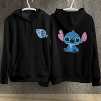 Stitch Hoodie Streetwear Fashion Black Hooded Pullover Personality Sweatshirt