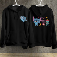 Stitch Hoodie Streetwear Fashion Black Hooded Pullover Personality Sweatshirt