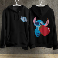 Stitch Hoodie Streetwear Fashion Black Hooded Pullover Personality Sweatshirt