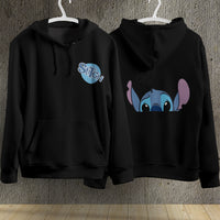 Stitch Hoodie Streetwear Fashion Black Hooded Pullover Personality Sweatshirt