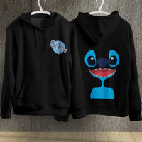 Stitch Hoodie Streetwear Fashion Black Hooded Pullover Personality Sweatshirt