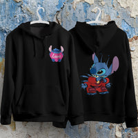 Stitch Hoodie Streetwear Fashion Black Hooded Pullover Personality Sweatshirt