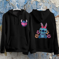 Stitch Hoodie Streetwear Fashion Black Hooded Pullover Personality Sweatshirt