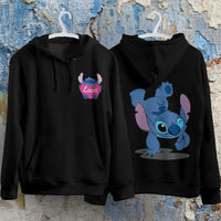 Stitch Hoodie Streetwear Fashion Black Hooded Pullover Personality Sweatshirt