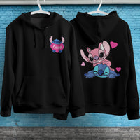 Stitch Hoodie Streetwear Fashion Black Hooded Pullover Personality Sweatshirt