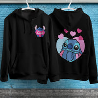 Stitch Hoodie Streetwear Fashion Black Hooded Pullover Personality Sweatshirt