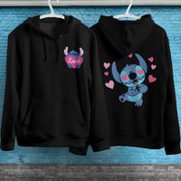 Stitch Hoodie Streetwear Fashion Black Hooded Pullover Personality Sweatshirt