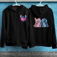 Stitch Hoodie Streetwear Fashion Black Hooded Pullover Personality Sweatshirt