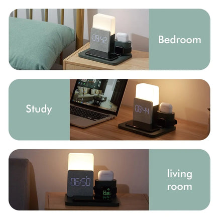 LED Light Bedside Lamp Qi Wireless Charger Dock - Lusy Store LLC 