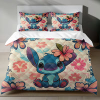 Stitch Bed Set - Lilo & Stitch Bedding Set/Quilt Set - Cute Vintage Stitch - Linen Duvet Cover and Pillowcase