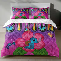 Stitch Bed Set - Lilo & Stitch Bedding Set/Quilt Set - Classic Luxury Flowers - Linen Duvet Cover and Pillowcase