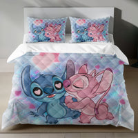 Stitch Bed Set - Lilo & Stitch Bedding Set/Quilt Set - Love Lilo & Stitch - Linen Duvet Cover and Pillowcase