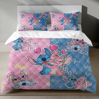 Stitch Bed Set - Lilo & Stitch Bedding Set/Quilt Set - Angel & Stitch In Love - Linen Duvet Cover and Pillowcase