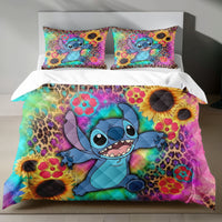 Stitch Bed Set - Lilo & Stitch Bedding Set/Quilt Set - Luxury Sunflower - Linen Duvet Cover and Pillowcase