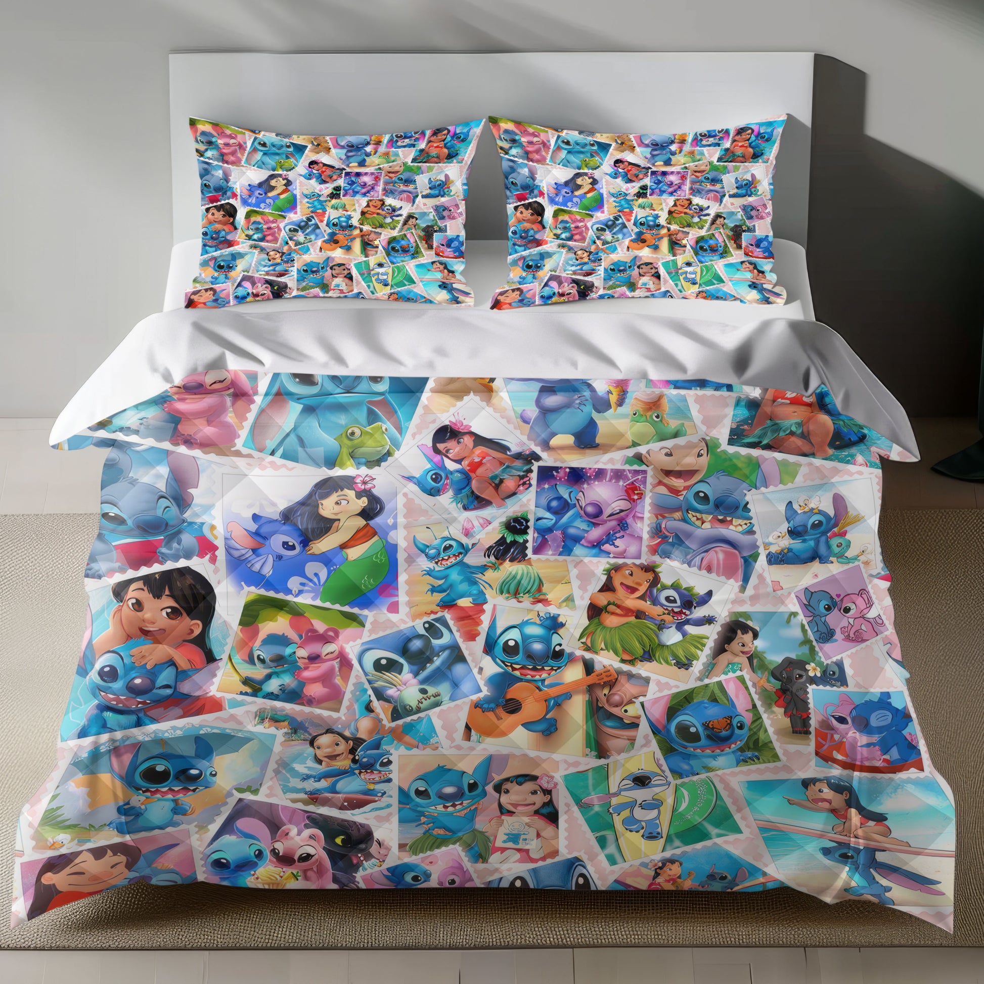 Stitch Bed Set - Lilo and Stitch Bedding Set/Quilt Set - Lovely Memories - Linen Duvet Cover and Pillowcase