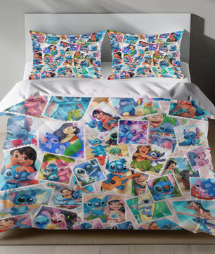 Stitch Bed Set - Lilo and Stitch Bedding Set/Quilt Set - Lovely Memories - Linen Duvet Cover and Pillowcase