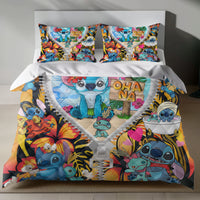 Stitch Bed Set - Lilo and Stitch Bedding Set/Quilt Set - Unique Pattern - Linen Duvet Cover and Pillowcase