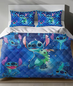 Stitch Bed Set - Lilo and Stitch Bedding Set/Quilt Set - Blue Stitch - Linen Duvet Cover and Pillowcase