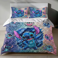 Stitch Bed Set - Lilo and Stitch Bedding Set/Quilt Set - Cute Stitch - Linen Duvet Cover and Pillowcase