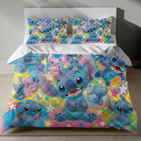 Stitch Bed Set - Lilo and Stitch Bedding Set/Quilt Set - Cute Angel and Stitch - Linen Duvet Cover and Pillowcase