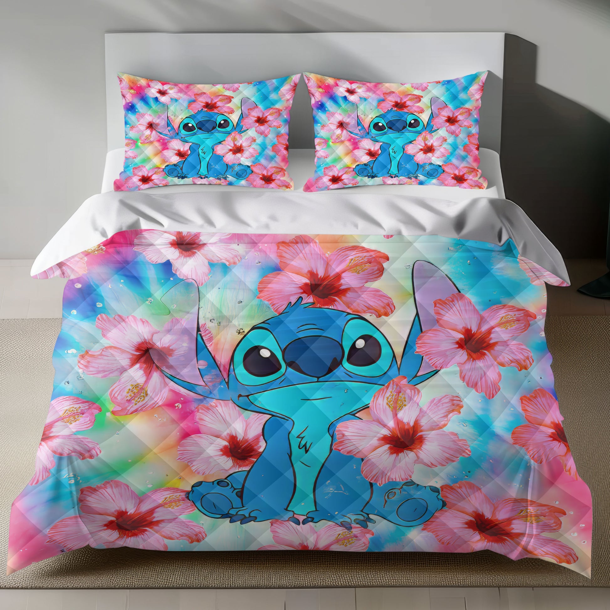 Stitch Bed Set - Lilo and Stitch Bedding Set/Quilt Set - Cute Stitch - Linen Duvet Cover and Pillowcase