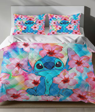 Stitch Bed Set - Lilo and Stitch Bedding Set/Quilt Set - Cute Stitch - Linen Duvet Cover and Pillowcase