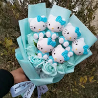 Hello Kitty Plush Bouquet Rose Soap Flowers Wedding Party Decoration Christmas Valentine's Day Gift