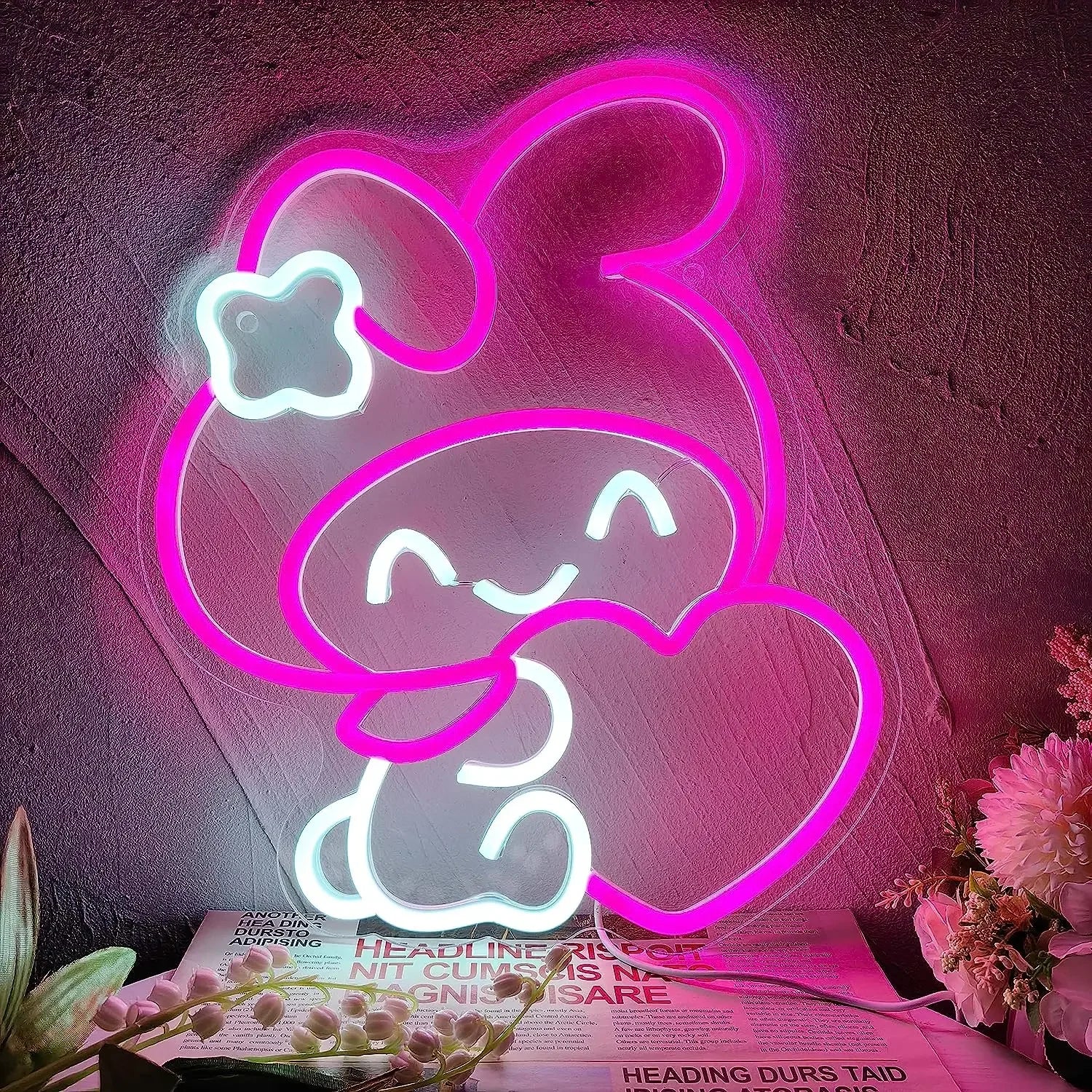 My Melody Neon Sign for Wall Decor Japanese Neon Light Game Room Living Room Decor