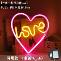 Love LED Neon Sign Light Glowing Valentine's Day Propose Festival Decoration