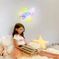 Cinnamoroll LED Light Sanrio Neon Sign Hug the Moon Neon Wall Light Cute Anime Room Decor