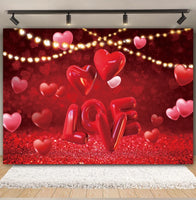 Valentine's Day Backdrop Red Love Heart Balloon Romantic Bridal Shower Photography Background