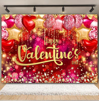 Valentine's Day Backdrop Red Love Heart Balloon Romantic Bridal Shower Photography Background