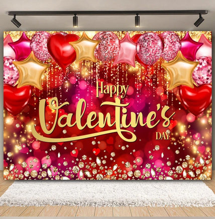 Valentine's Day Backdrop Red Love Heart Balloon Romantic Bridal Shower Photography Background