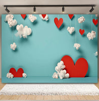 Valentine's Day Backdrop Red Love Heart Balloon Romantic Bridal Shower Photography Background