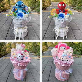 My Melody Hello Kitty Stitch Plush Doll Creative Flower Bouquet Valentine Christmas Graduation Birthday Gift