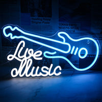 Rock Roll Neon Signs Guitar Music Led Neon Wall Decor for Game Room Music Party Rock Studio Bar Disco