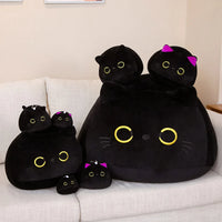 Big Size Plush Cat Pillow Round Black Cat Bed Cushion Sleeping Toys Stuffed Soft Animal Dolls Kids Birthday Gift