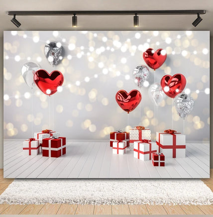 Valentine's Day Backdrop Red Love Heart Balloon Romantic Bridal Shower Photography Background