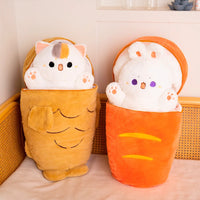 Taiyaki Cat Plush Toy Anime Figure Cat Hiding in Cushion Bag Ferry Animals Plushie Throw Pillow